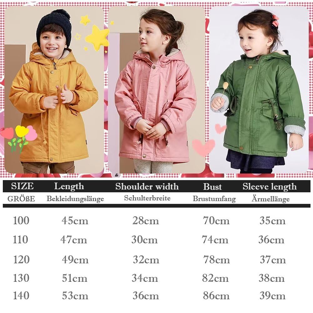linboo Children's Winter Jacket Boys Girls Warm Lined Blouson Hoodie Thick Coat Parka Baby Winter Coats