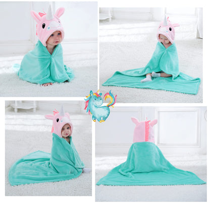 Doladola Baby Decke Babys Tier Design，Flanell Kinder Decke Kapuzenhandtuch für Mädchen und Jungen，Baby Kapuze Badeponcho Kinder Warm（gelbe Ente）