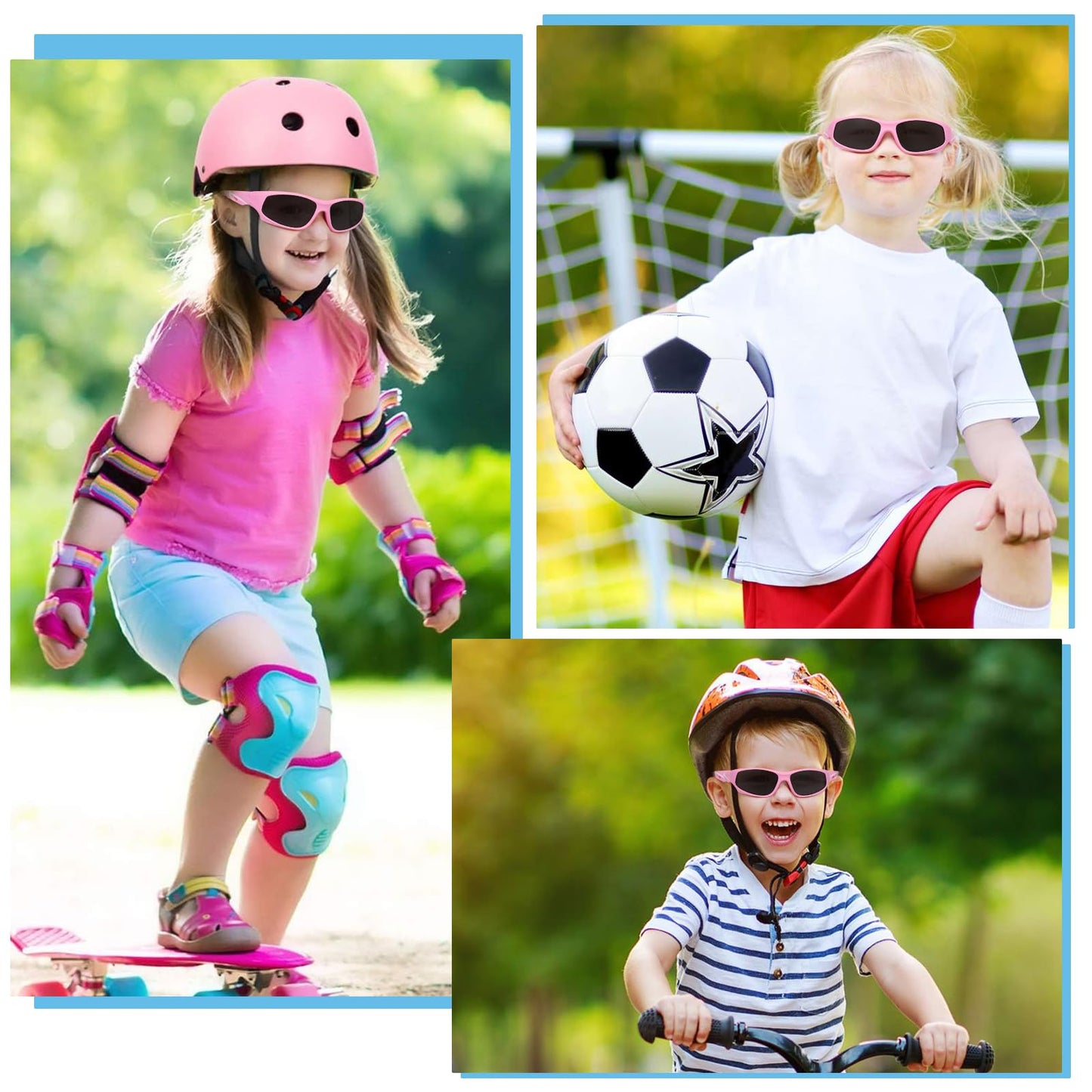 Hifot Sonnenbrille Kinder Polarisierte Sportbrille für Jungen und Mädchen UV400 Schutz gegen UltravioletteFahrradbrille Silikon Sonnenstrahlen Alter 3-12 Jahre