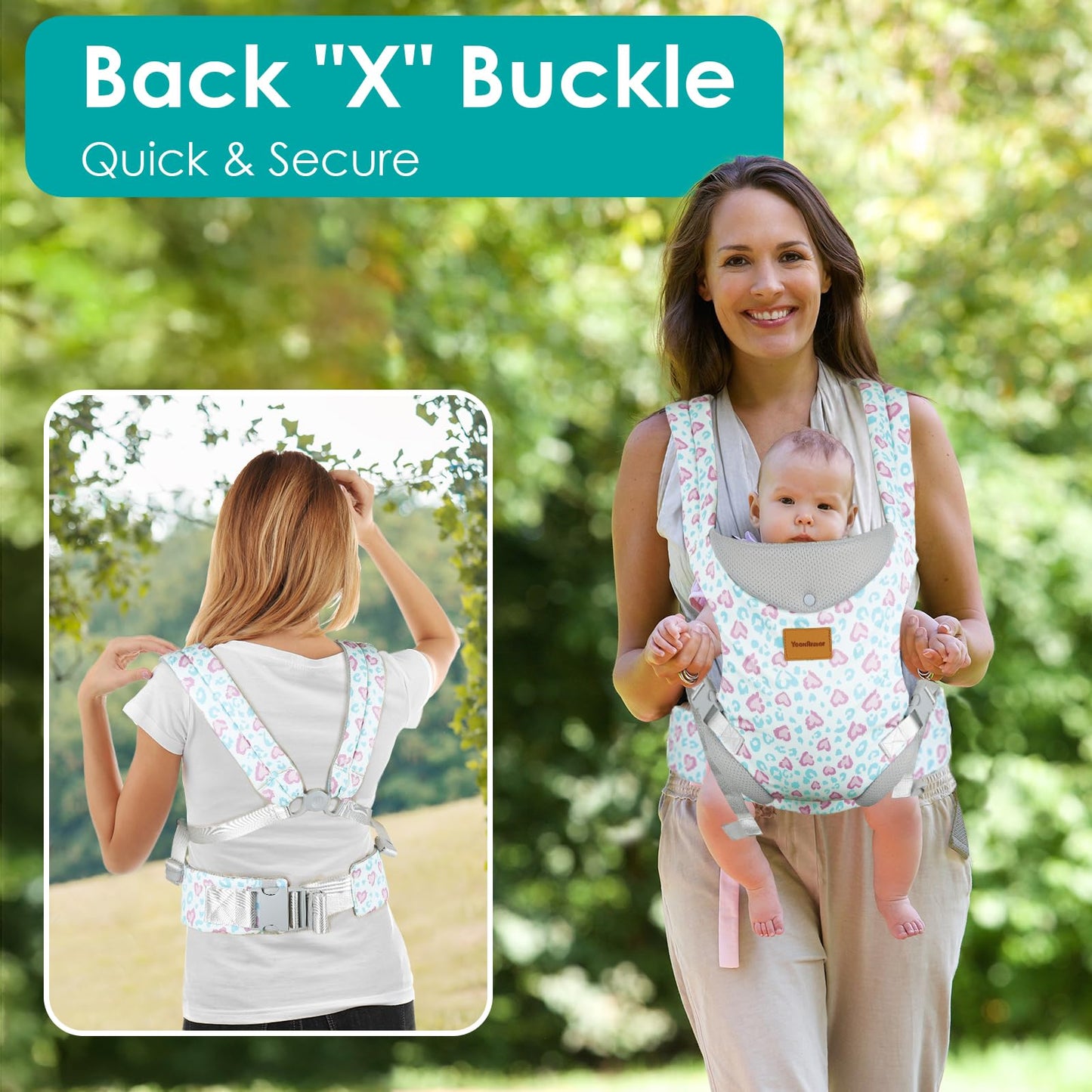 YooxArmor Babytrage für Neugeborene ab Geburt,Ergonomische gemütlich und leichtgewichtig Babybauchtrage mit Nackenstütze,Rückentrage Baby-Tragetasche Geeignet für 3-30 kg