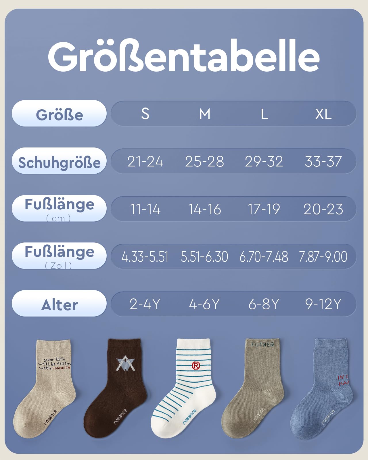 Kyopp 10 Paar Socken Kinder Mädchen und Jungen Klassisch Socken Lustig Cotton Socken Crew Socks Winter/Sommer