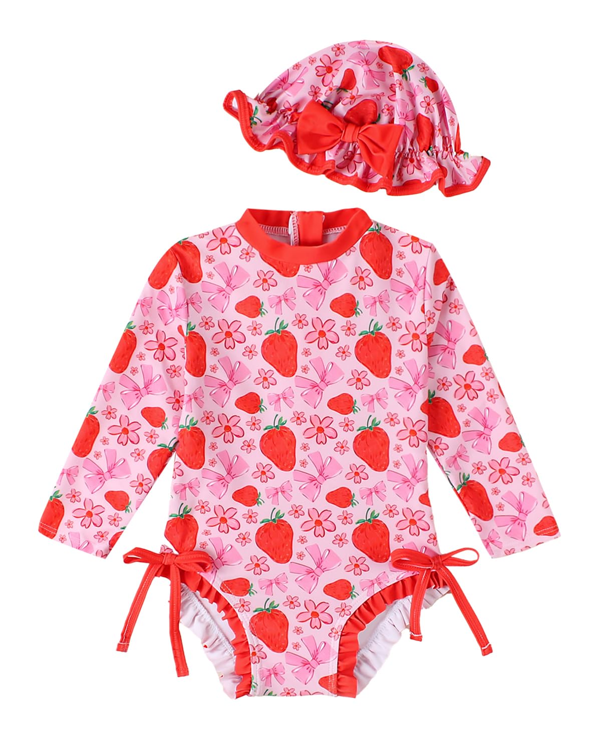 Baby Badeanzug Mädchen mit Sonnenhut Langarm UV Schutz Badebekleidung Für Baby-Mädchen Bademode Schwimmanzug