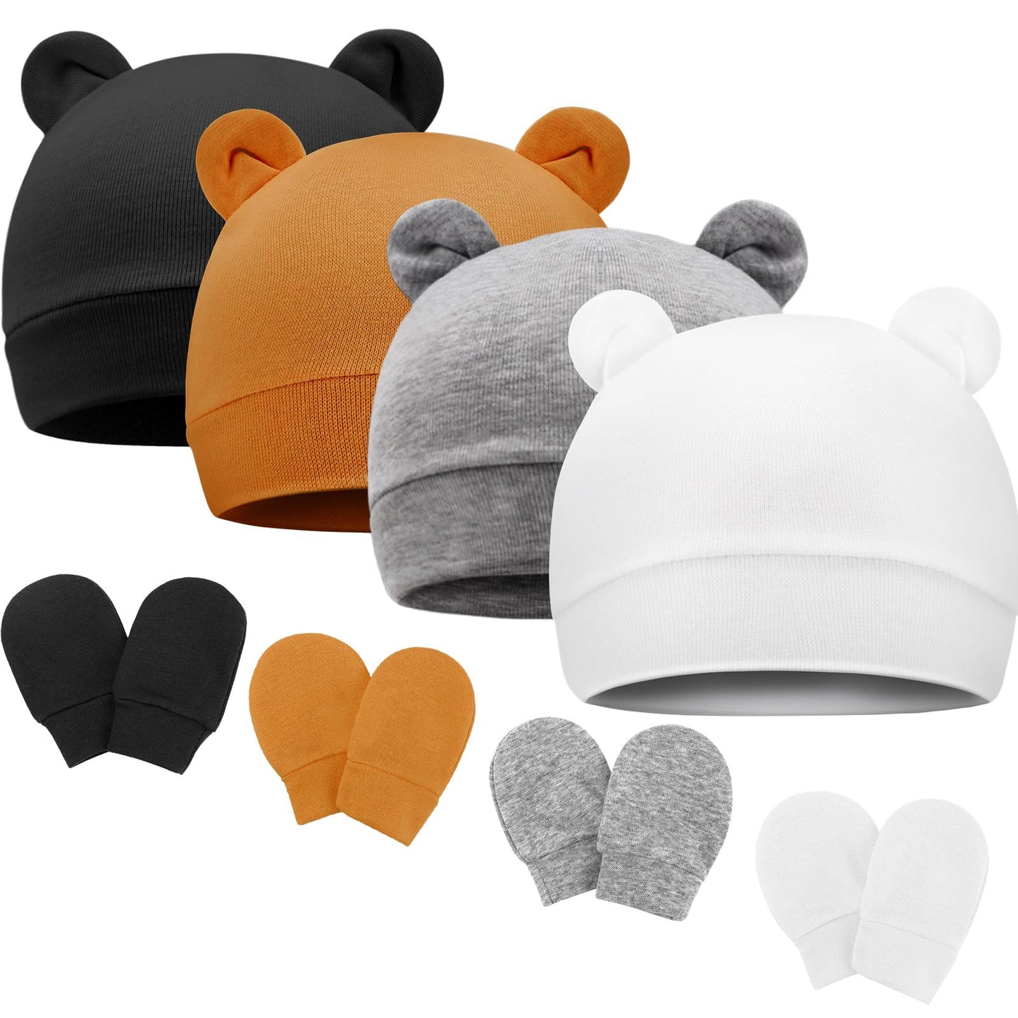 DRESHOW Neugeborenes Baby Mütze Hut und Handschuhe Set Beanie Bekleidung Unisex Infant Hut Kindergarten Mütze Baby Jungen Mädchen 0-6 Monate