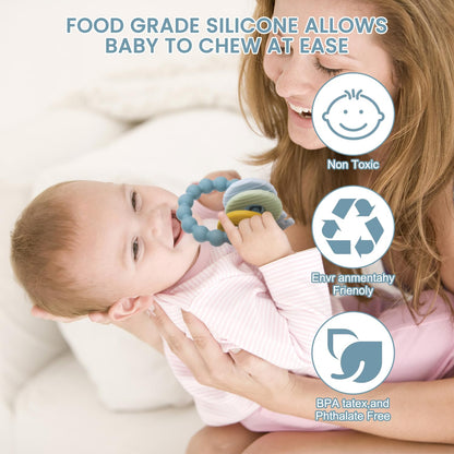 Beißring für Babys,Beißring Schlüssel Babys, BPA - Frei Baby Beißring Spielzeug Schlüssel, Baby Nom Zahnungshilfe für Babys ab 3 Monate - Beissring für Babys in Blau
