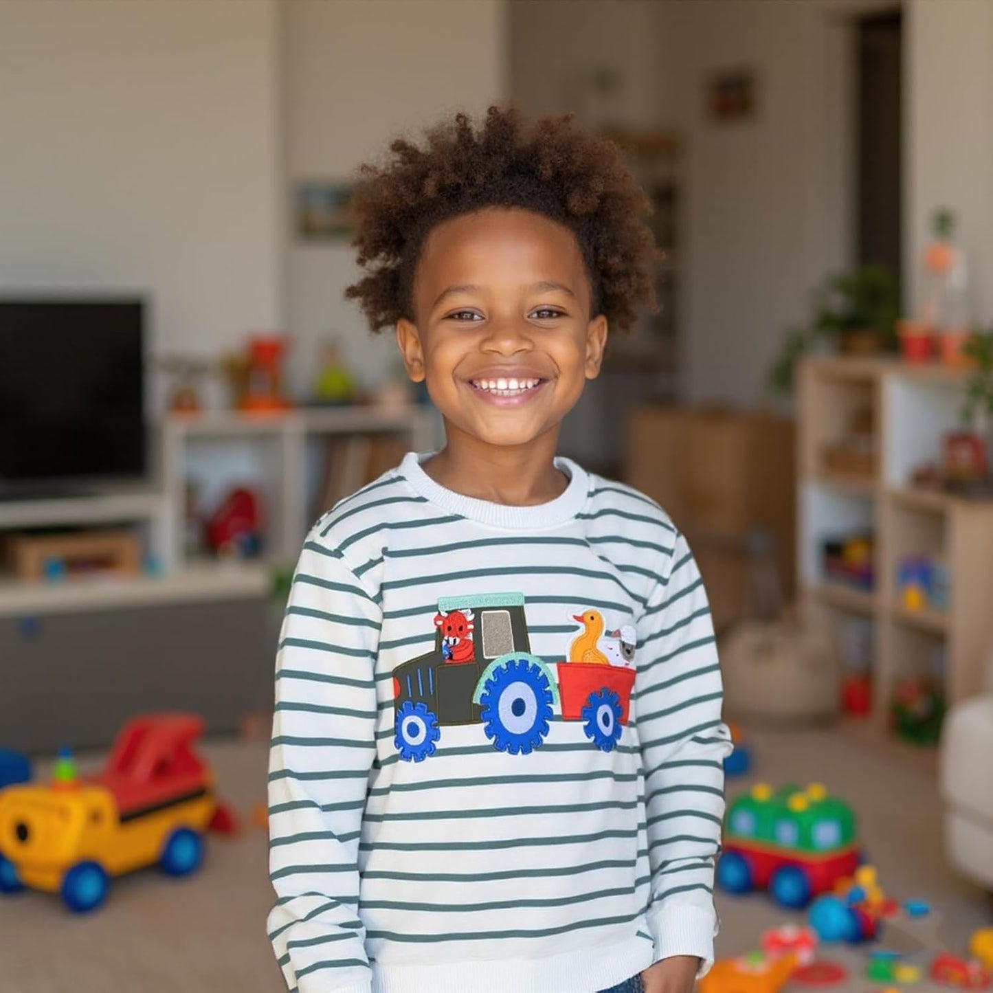 Jungen Pullover Sweatshirt Kinder Casual Langarm Tops Tier Flugzeug Winter Warm Streifen Oberteile Alter 2-7 Jahre