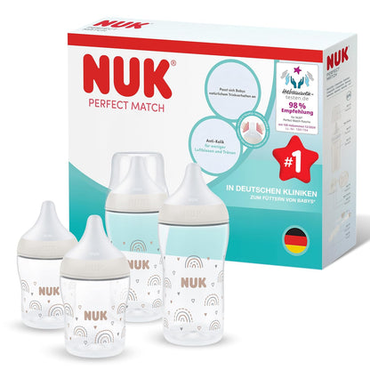 NUK First Choice+ Baby Bottle Starter Set | 0–6 months | 4 bottles with Temperature Control &amp; Bottle Box | Anti-Colic Air System | BPA-free | Disney Winnie the Pooh 