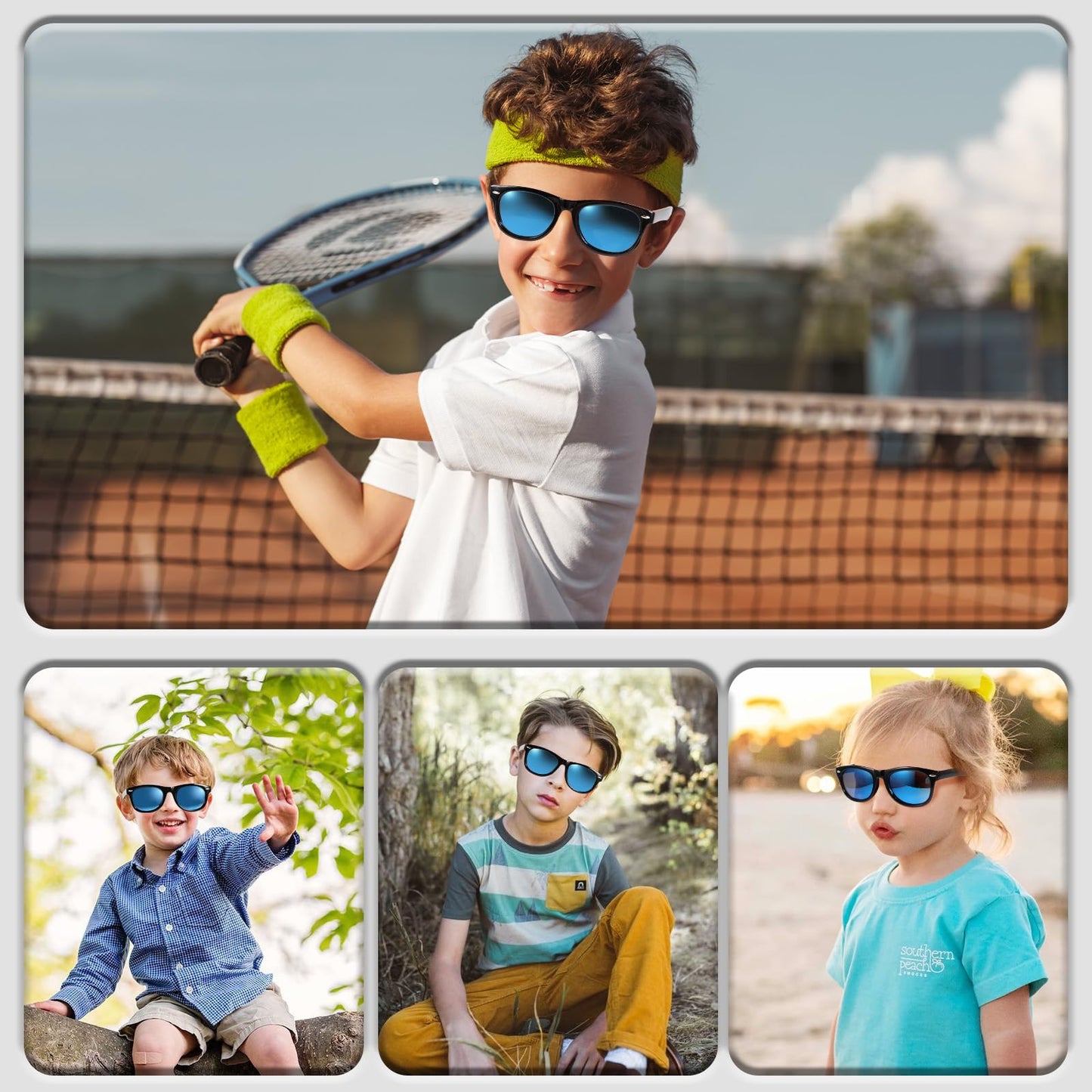 Hifot Sonnenbrille Kinder Polarisierte Sportbrille für Jungen Mädchen,UV400 Schutz Flexible Baby Sonnenbrille mit Brillenschnüre Alter von 3-12