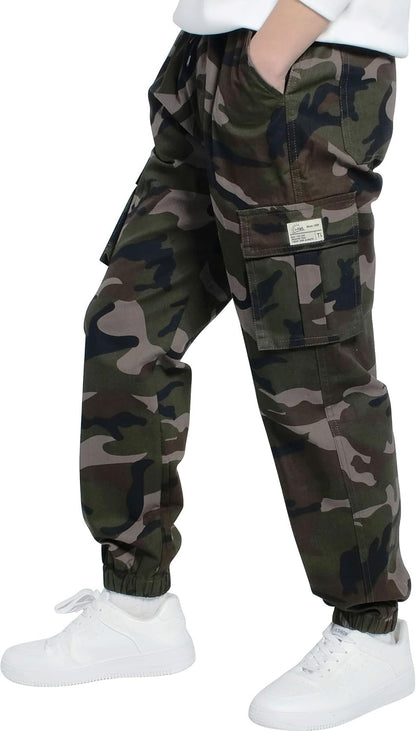 LAUSONS Pants for Boys Cargo Pants Children's Pants Cargo Jogging Pants Leisure Pants with Elastic Band 