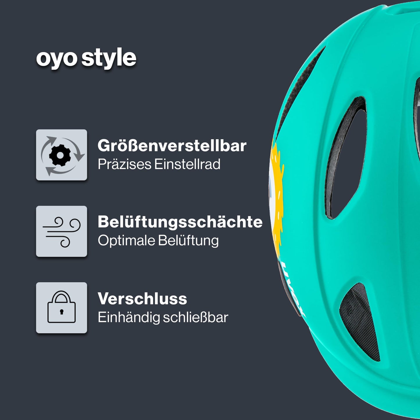 uvex oyo style - lightweight bicycle helmet for children - individual size adjustment - expandable with LED light 