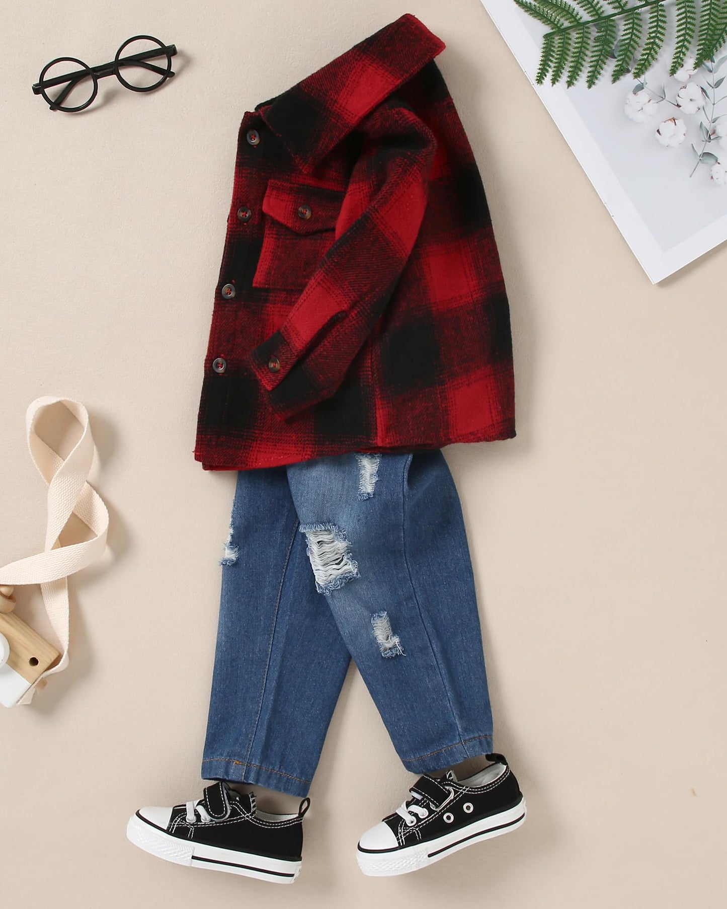 Baby Kleidung Jungen 12 Monate - 4 Jahre Winter Baby Kleidung Outfit Set Langarm Kariertes Top + Hosen Kleidung Sets für Kinder Jungen