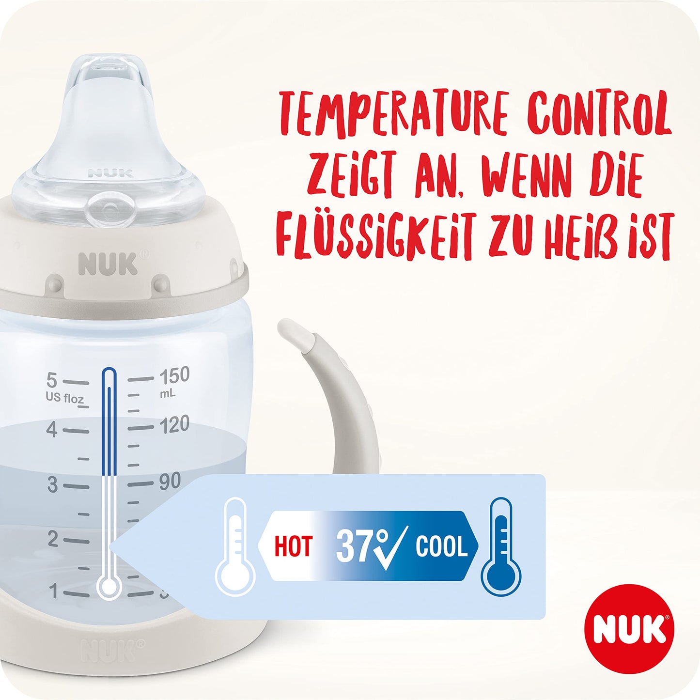 NUK First Choice+ Trinklernflasche | 6–18 Monate | 150 ml | Temperature Control Anzeige | Anti-Colic-Ventil | auslaufsichere Trinkschnabel | Ergonomische Griffe | BPA-frei | Disney Winnie Puuh blau - Meloni2