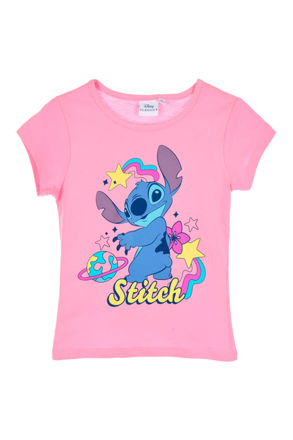 Disney Stitch Mädchen T-Shirt, Lilo&Stitch, Baumwolle, Kinder Shirt, Größe 98 bis 128, 3 bis 8 Jahre