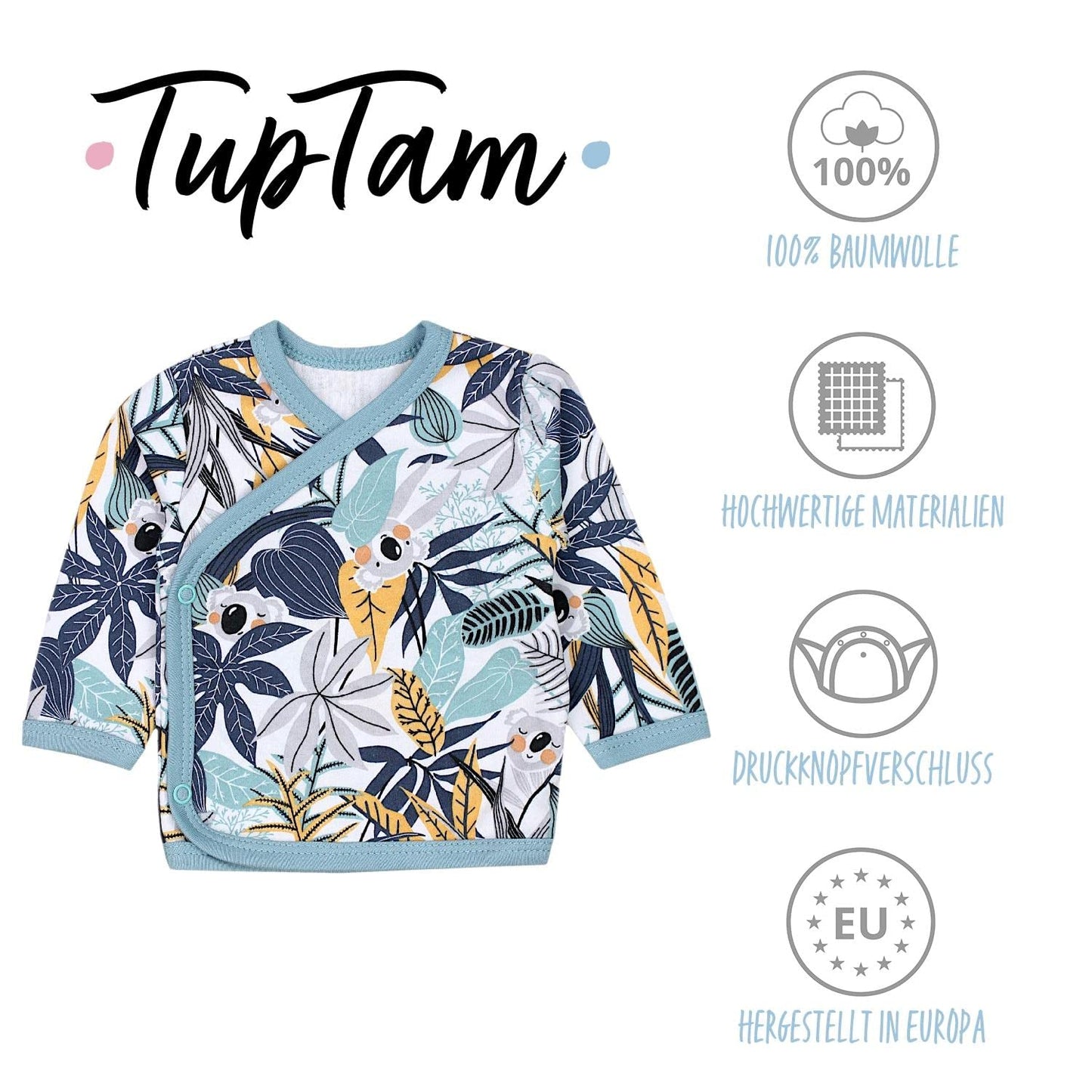 TupTam Baby Jungen Langarm Wickelshirt Baumwolle 5er Set