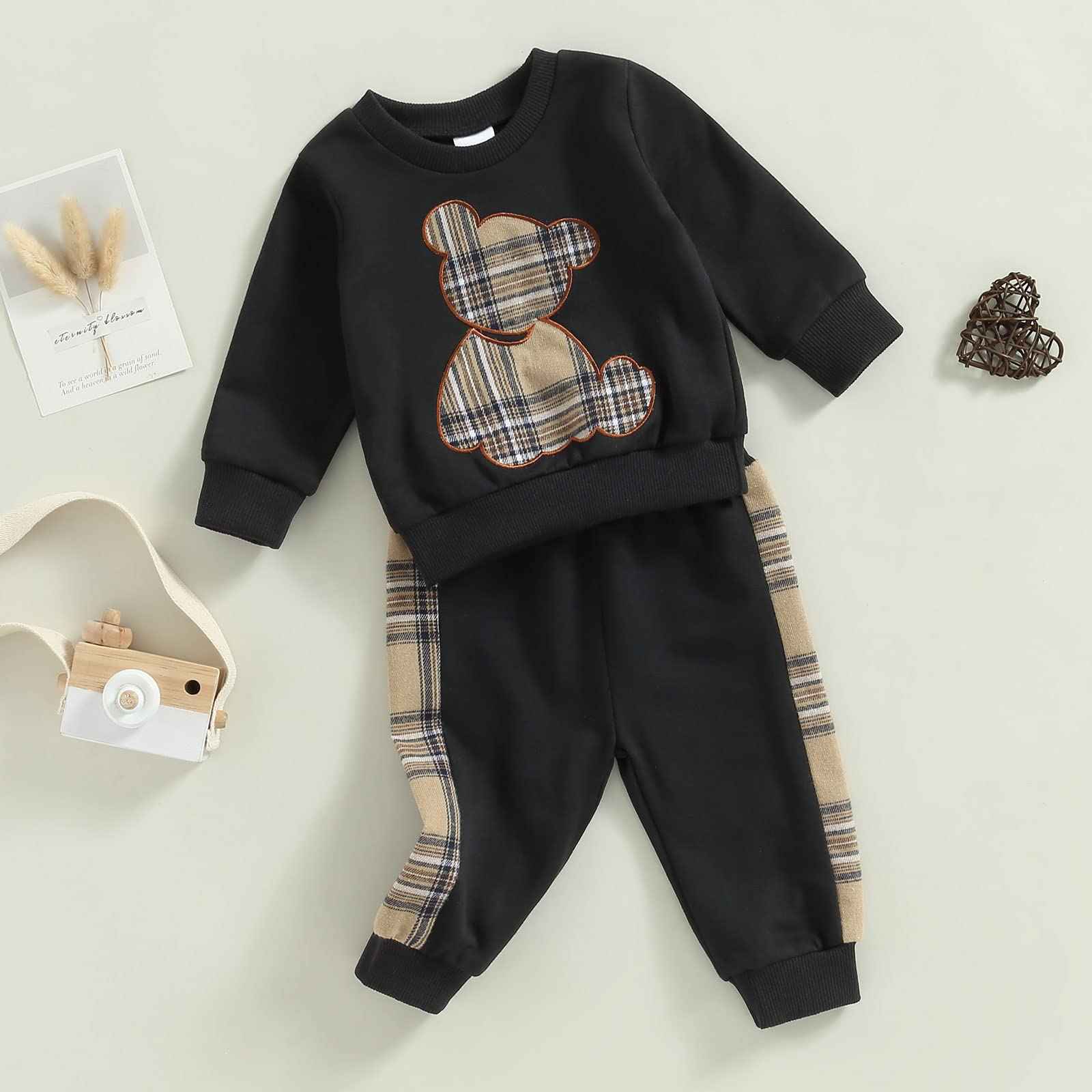 Baby Boys Girls Clothes Little Bear Sweatshirt + Trousers Two Piece Set Newborn Outfit