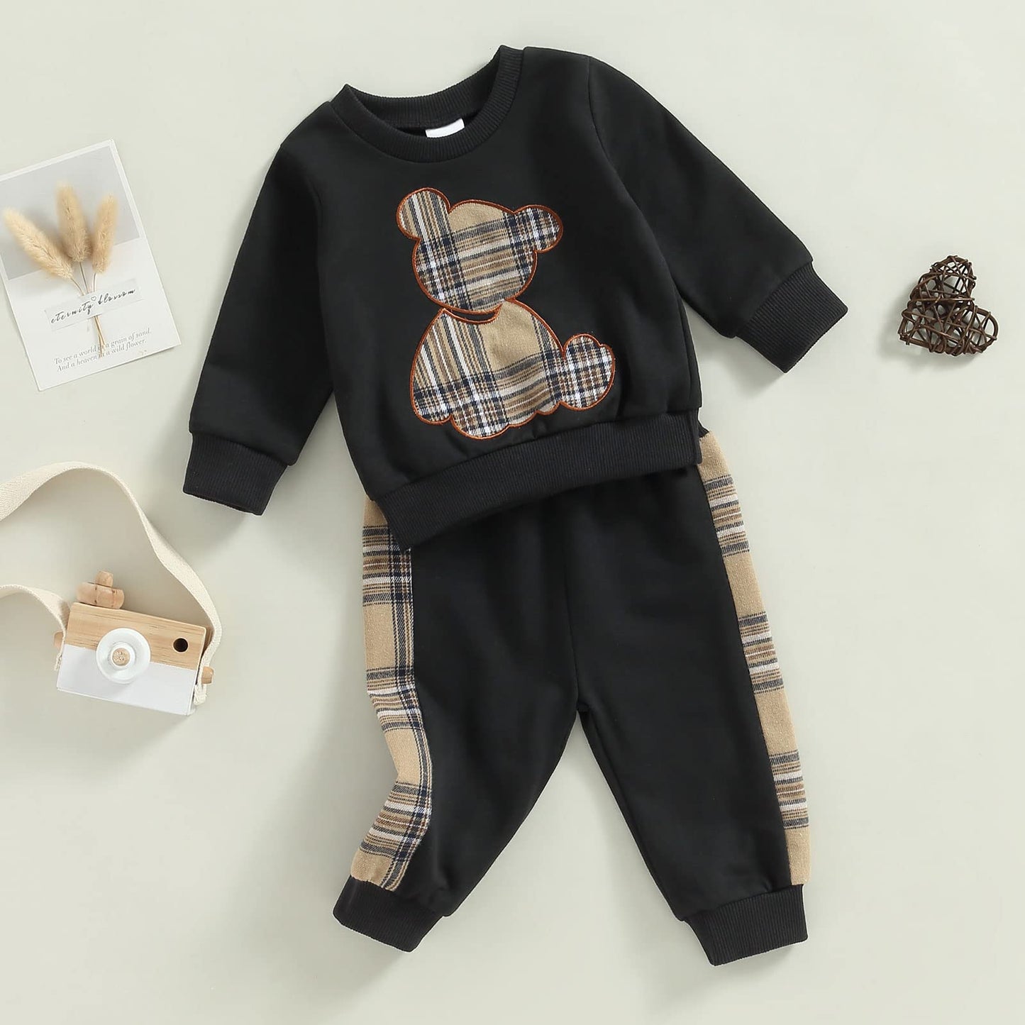 Baby Boys Girls Clothes Little Bear Sweatshirt + Trousers Two Piece Set Newborn Outfit 