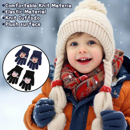 ZDQC 2 Paar Warme Strickhandschuhe Kinder,Süße Handschuhe Kinder,Handschuhe Kinder Stretch,Winter Warme Strickhandschuhe,Vollfinger Handschuhe,Fingerhandschuhe Kinder Winter
