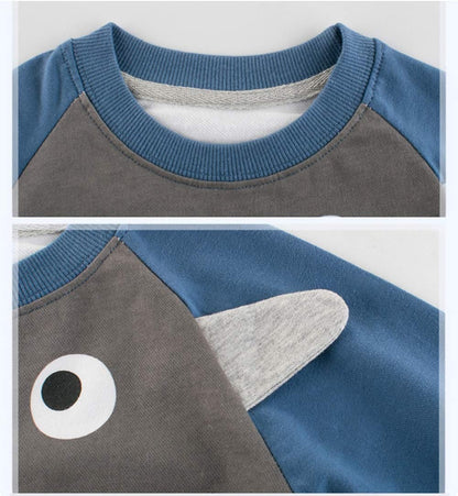 SUPFANS Boys Cute Dinosaur Sweatshirts Pullover Cotton T-Rex Long Sleeve Tops Toddler T-Shirt