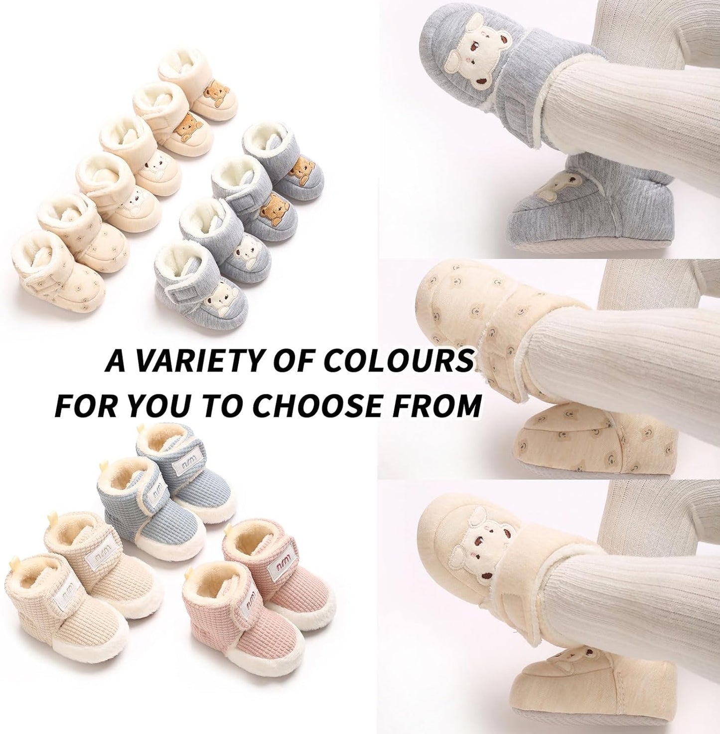 Baby Winter Shoes Warm Baby Shoes Winter Non-Slip Adjustable Newborn Snow Shoes First Walking Shoes Lined Thermal Fleece Crawling Shoes Slippers Winter Boots 0-18 Months 