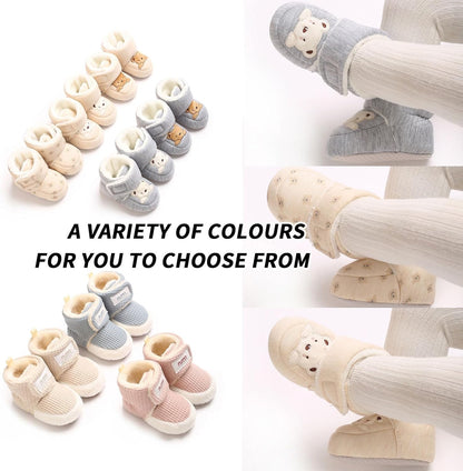 Baby Winter Shoes Warm Baby Shoes Winter Non-Slip Adjustable Newborn Snow Shoes First Walking Shoes Lined Thermal Fleece Crawling Shoes Slippers Winter Boots 0-18 Months 