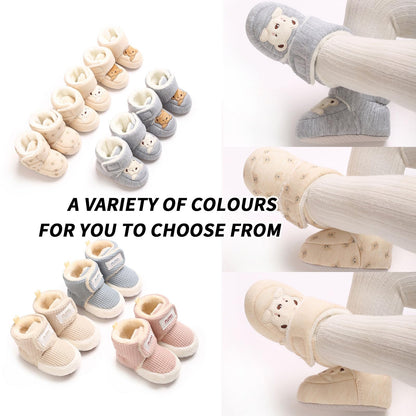 Baby Winter Shoes Warm Baby Shoes Winter Non-Slip Adjustable Newborn Snow Shoes First Walking Shoes Lined Thermal Fleece Crawling Shoes Slippers Winter Boots 0-18 Months