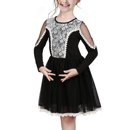 Girls' Long-Sleeve Tutu Skirt Tie Party Size 110–146