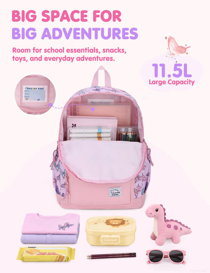 Rucksack für Mädchen, 4-6 Jahre, Schulrucksack mit Seitentaschen und Brustgurt, 127-Einhorn, one size, Niedlich