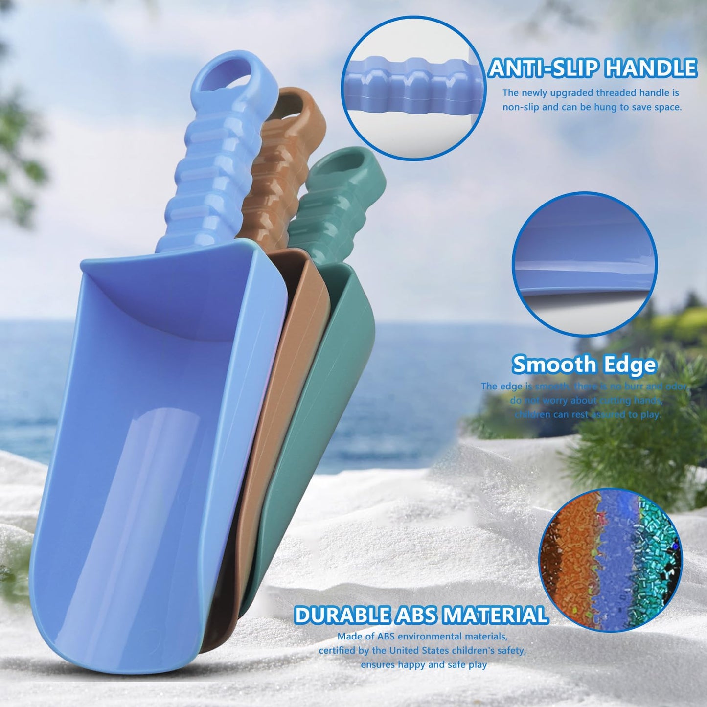 22 cm Thick Beach Sand Toy Shovel, Scoping Toy Kit, Beach Swimming Pool Garden Digging Bath ABS Durable Plastic Tool, Complete Gift Set Bundle for Children, Adults, Girls