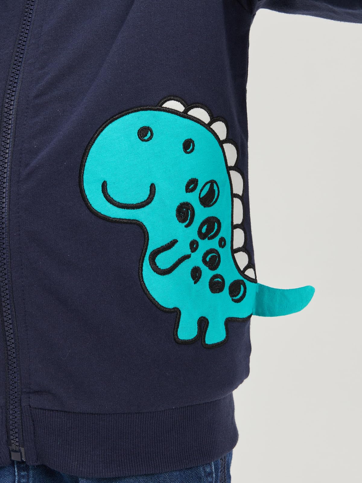 Alleen Boys' Sweat Jacket Hoodie Long Sleeve Cotton Children's Pullover Dino Hoodie Jacket with Hood and Zip 