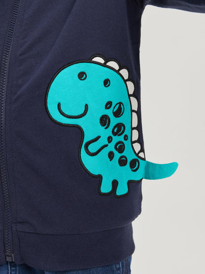 Alleen Boys' Sweat Jacket Hoodie Long Sleeve Cotton Children's Pullover Dino Hoodie Jacket with Hood and Zip 