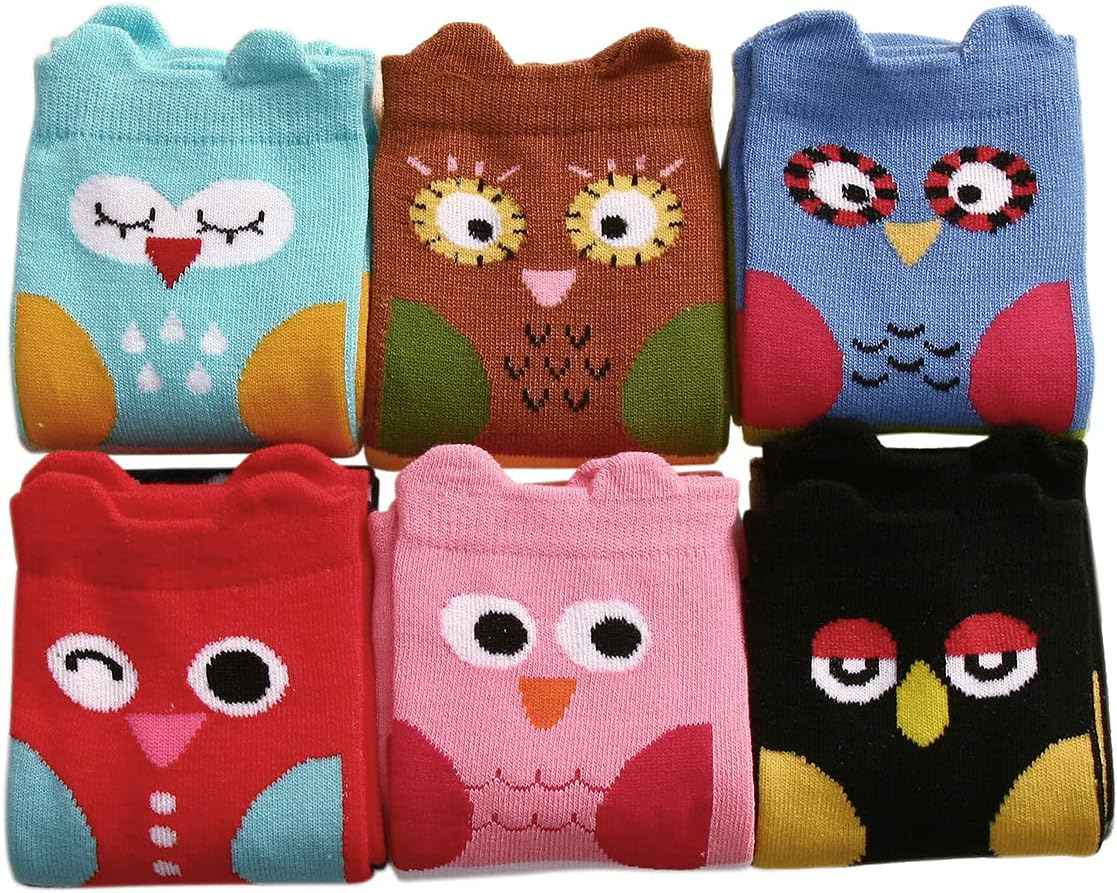 CISMARK Girls' Knee Socks 6 Pairs for Children Gifts Long Funny Children's Socks Animal Cotton Socks 3-12 Years
