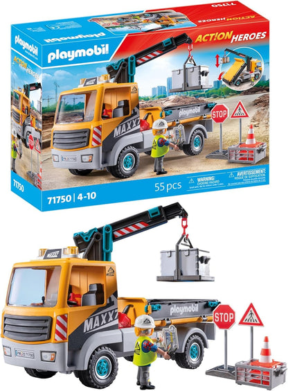 PLAYMOBIL Road Construction Site Toy Child Construction Site Play Set Toy for Children from 4 Years 71751