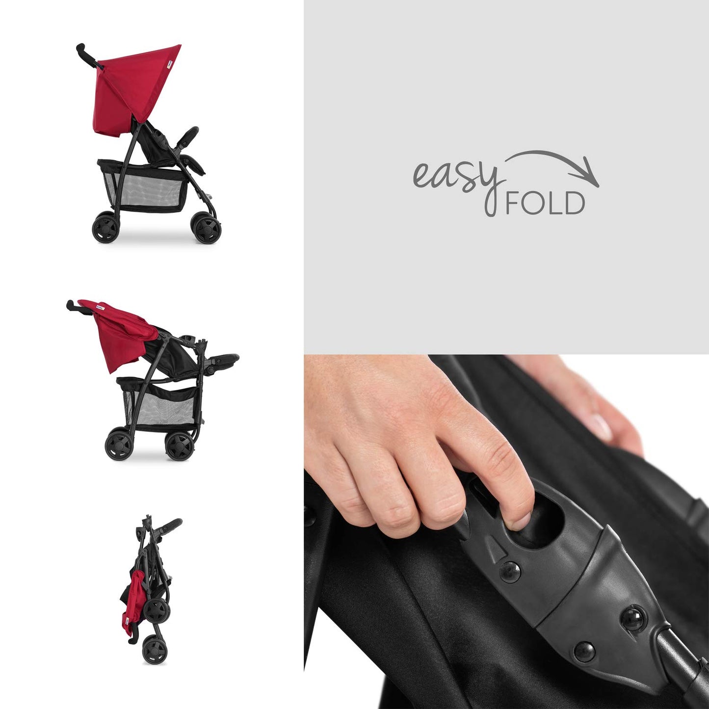 Hauck Lightweight Stroller up to 18 kg with reclining function from birth, small foldaway, sun canopy, large basket