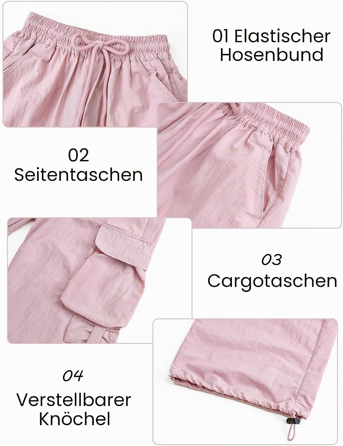 Cargo Hose Mädchen Freizeithose Baggy Hip Hop Hose mit Gummibund Schleife Leicht Dünn Sommerhose 4 Taschen Freizeit Streetwear Kinder 5-14 Jahre