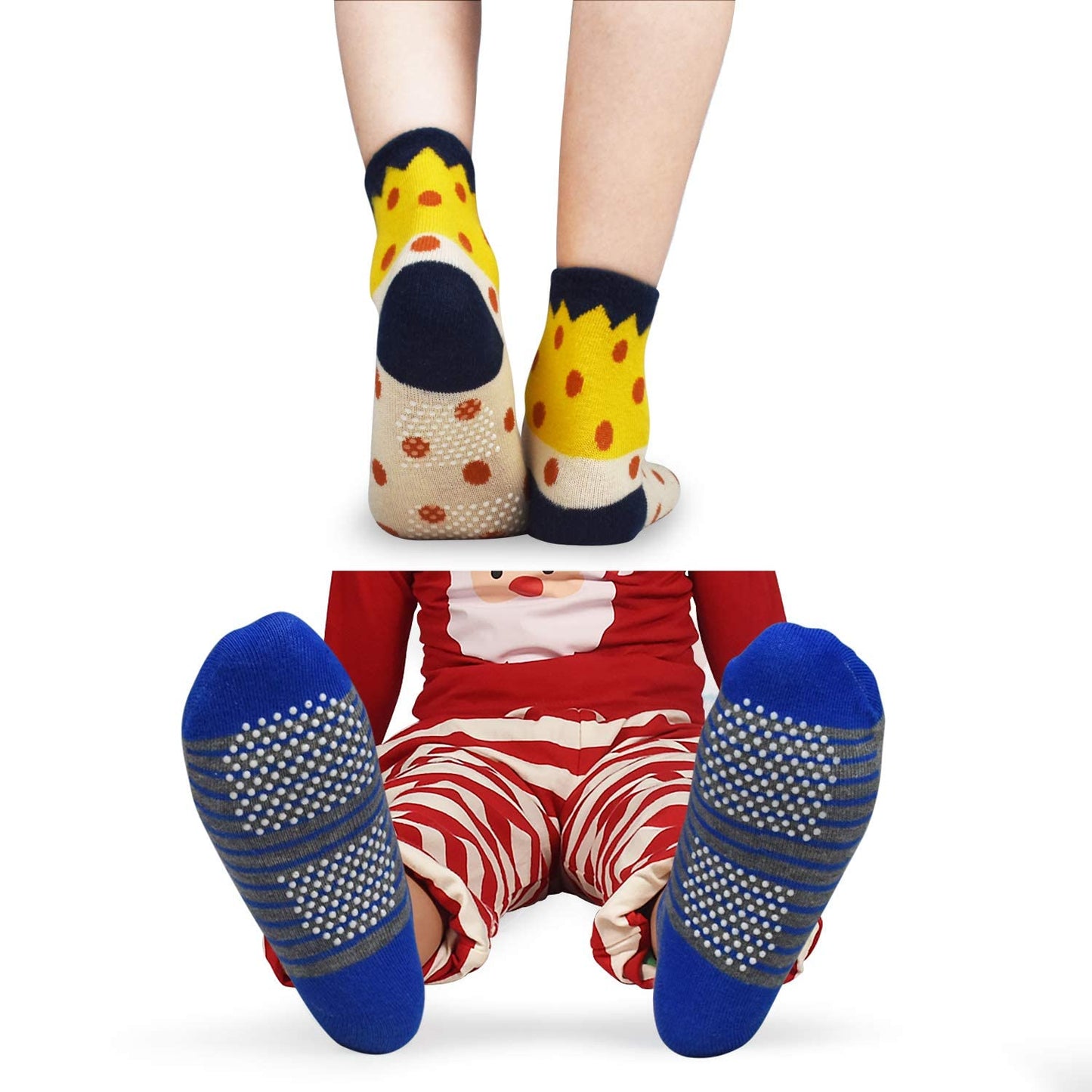 HYCLES Baby ABS Socks Children 0-7 Years 12 Pairs Stopper Socks Children Non-Slip Socks Child Boys Girls 23-26 27-30 Toddler Socks Baby