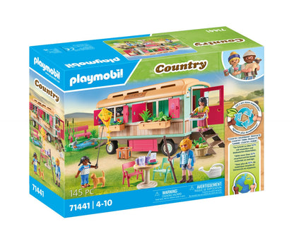 PLAYMOBIL Country 71441 Gemütliches Bauwagencafé, spielerisches Lernen mit liebevoll gestaltetem Bauwagen, detailreicher Austattung und einem Gänseteich, nachhaltiges Spielzeug für Kinder ab 4 Jahren