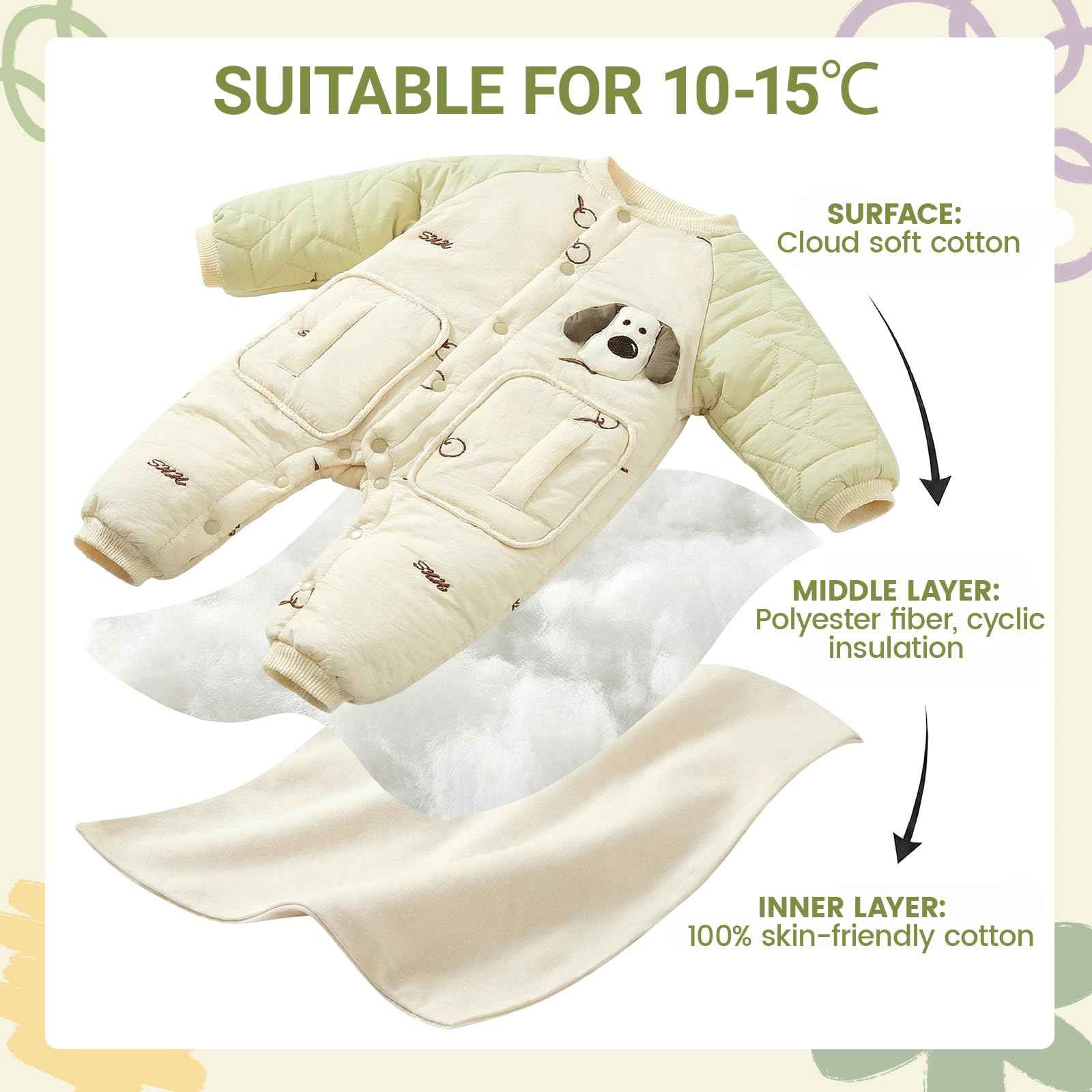 JiAmy Baby Snowsuit, Soft Romper, Newborn Winter Romper, Autumn Winter Warm Jumpsuit, Winter Suit for Toddlers, Girls, Boys, 6-18 Months