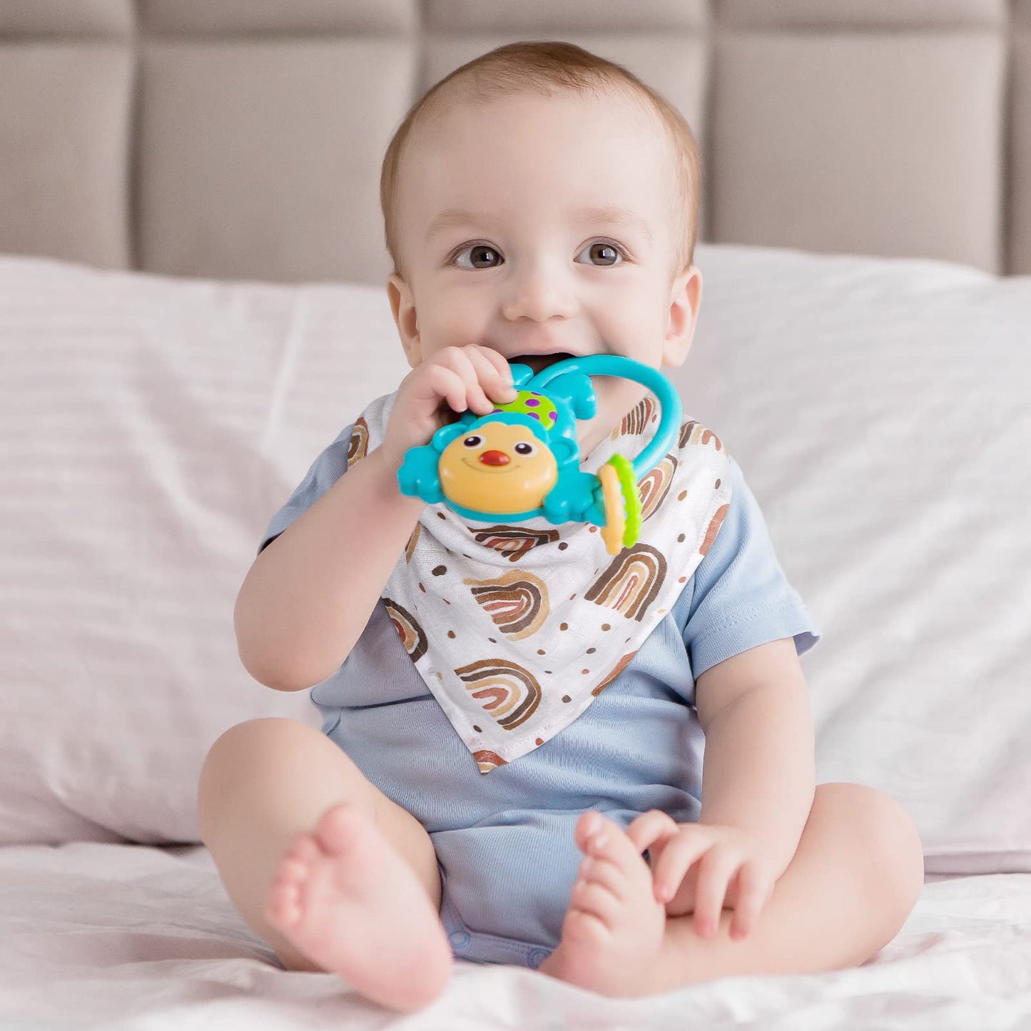 GLLQUEN Musselintücher für Babys, 6 Stück Spucktücher aus Baumwolle 70 cm x 70 cm, saugfähig und atmungsaktiv und ideal zum Reinigen, Abwischen und Abdecken von Neugeborenen