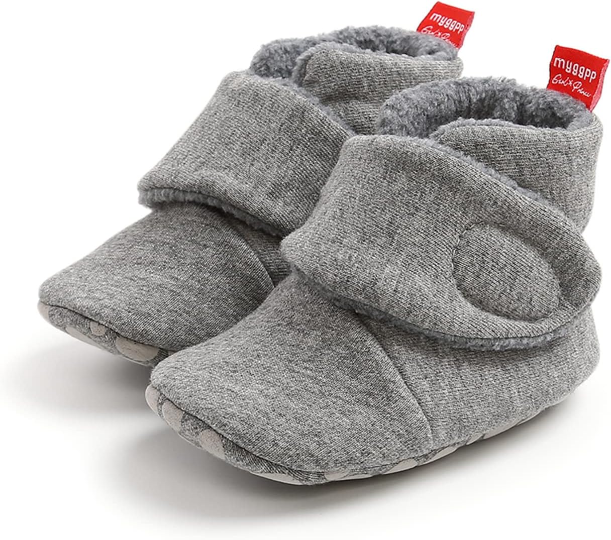 EDOTON Unisex-Baby Neugeborenes Fleece Booties, Baby Jungen Mädchen Weiche Sohlen Streifen Bootie Kleinkind Stiefel Niedlich Stiefel Socke Einstellbar