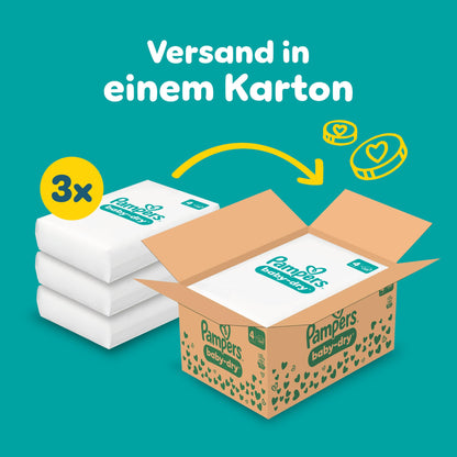 Pampers Baby-Dry Size 3, 222 Nappies, 6 kg - 10 kg, Up to 100% Leak Protection & Comfort All Night