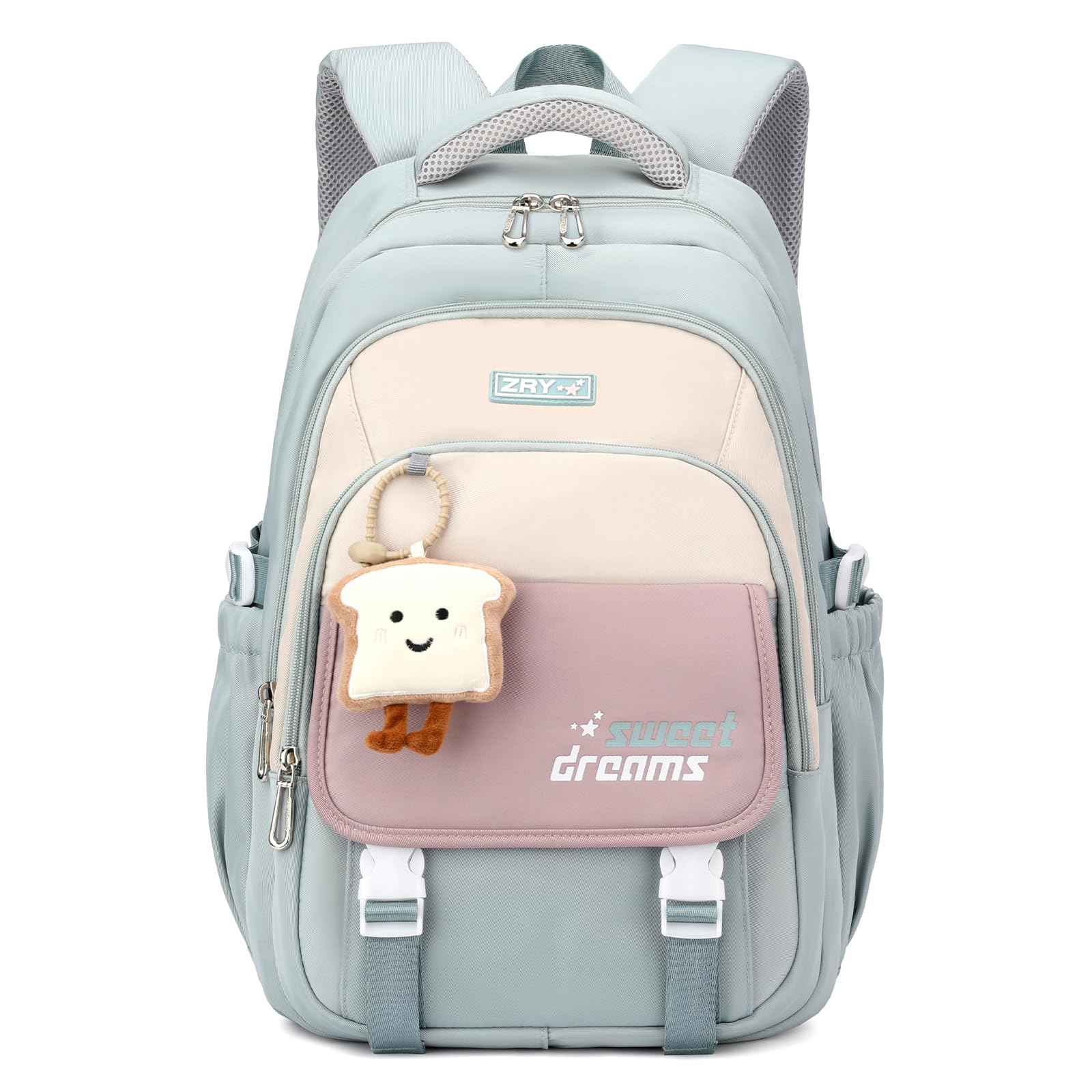 School Backpack Teenager - 36L School Bag for Girls from 5th Grade, Large Backpack for Middle and High School, Casual Children's Backpack with Cute Pendant and Trolley Strap, black, Rucksack