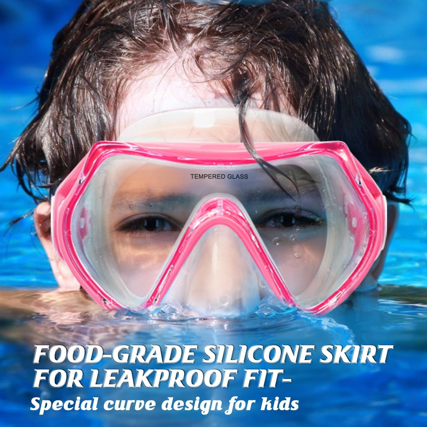 WOVOKA Taucherbrille Kinder, Schwimmbrille Kinder für 4-12 Jahre, Tauchmaske Schnorchelmaske Nasenabdeckung 180°Panorama HD Anti Nebel Anti-Leck für Jungen Mädchen Jugendliche