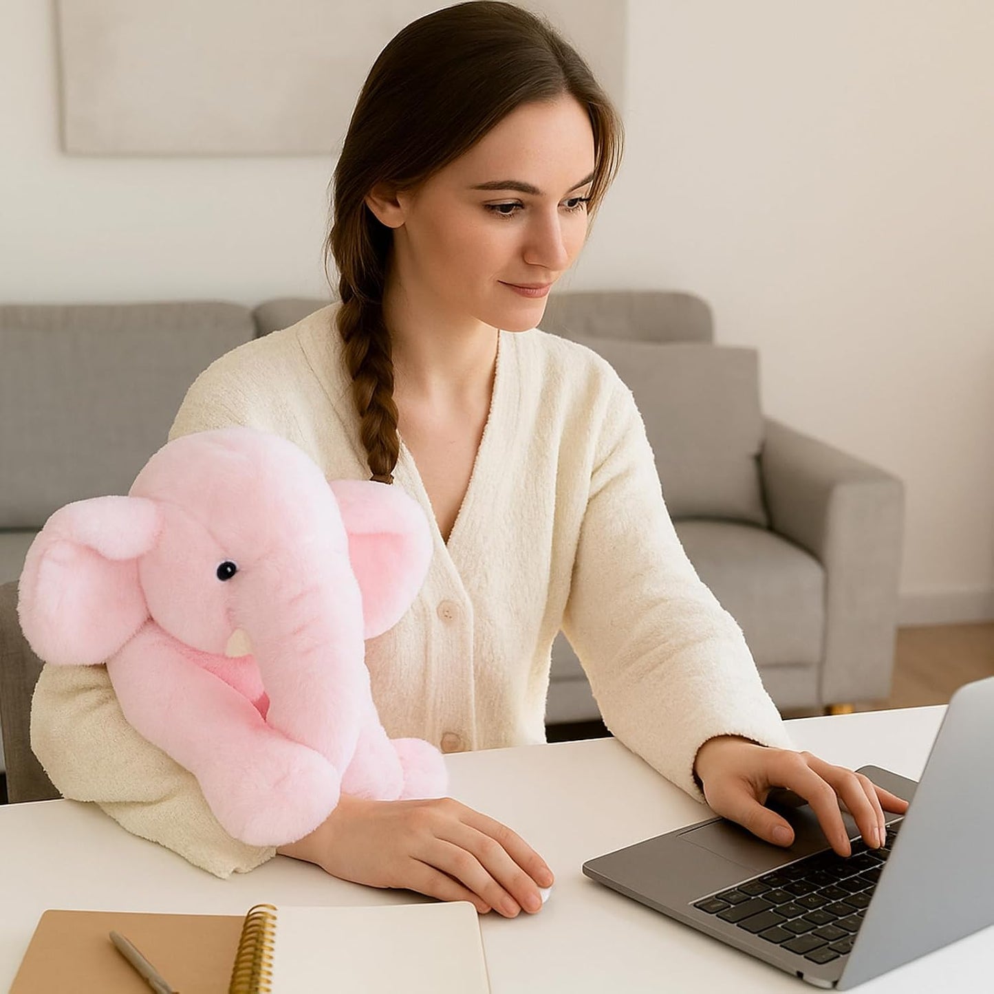 Plüsch Elefant 33 cm – Weiches rosa Kuscheltier mit großen Ohren & Langer Nase – Niedliches Stofftier für Kinder & Deko | Für Jungen, Mädchen, Kinder, Babyparty, Schlafzimmer, Weihnachten, Geburtstagsgeschenke