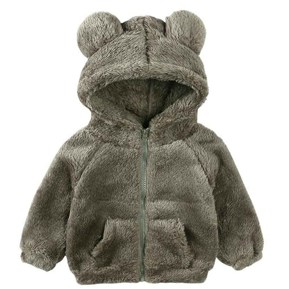 Gajaous Newborn Baby Girls Boys Fleece Hooded Jacket Zip Bear Coat Warm Winter Outwear