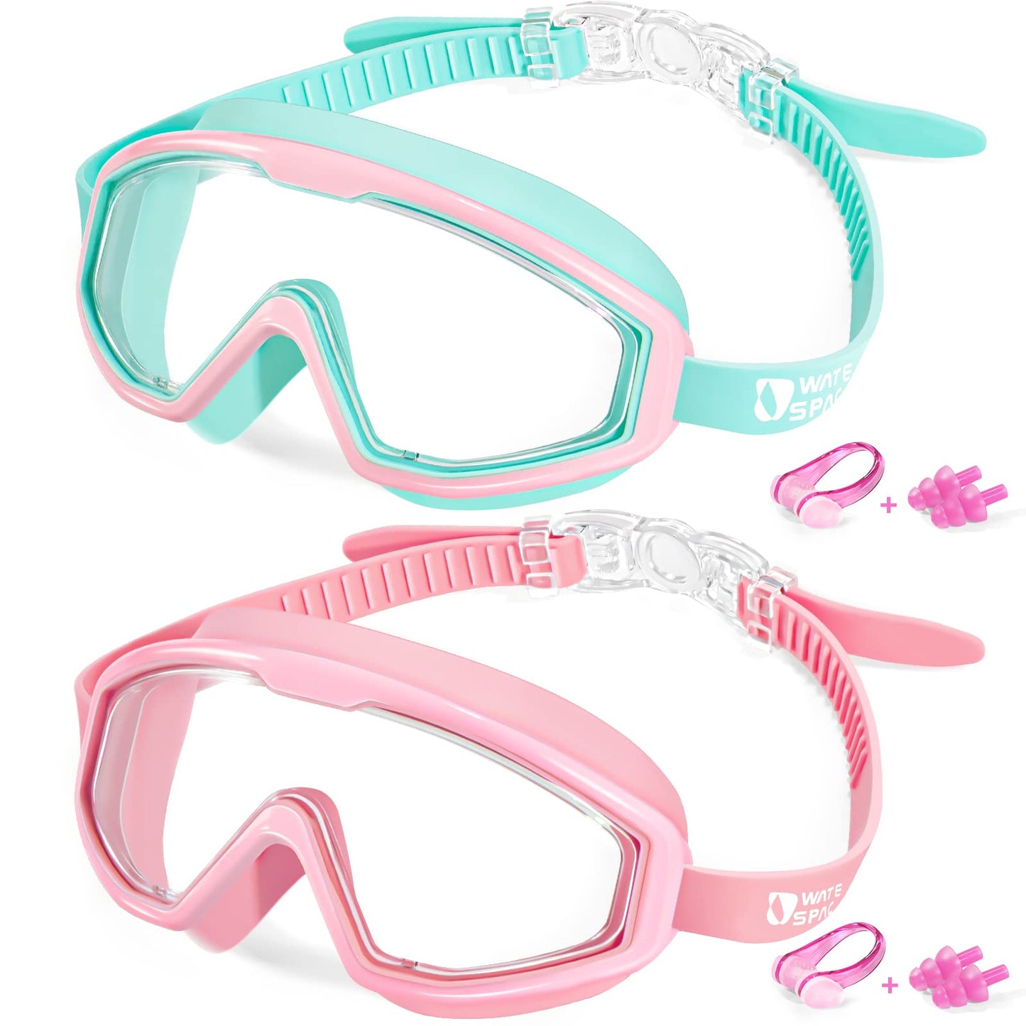 Water Space Swimming Goggles for Children 3-15, Panoramic View, Anti-Fog, No Leaking, Swimming Goggles for Swimming Pool and Beach
