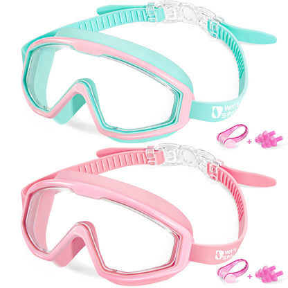 Water Space Swimming Goggles for Children 3-15, Panoramic View, Anti-Fog, No Leaking, Swimming Goggles for Swimming Pool and Beach