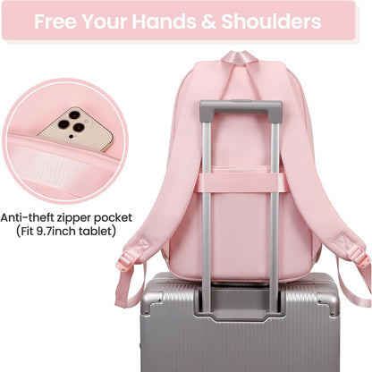 Tanou Schulrucksack Mädchen Schulranzen Kinder der 3.-7. Klasse, Rosa | Große Kapazität Schulrucksack Teenager, Leichter Nylon Mädchen Schultasche für Schule Reisen