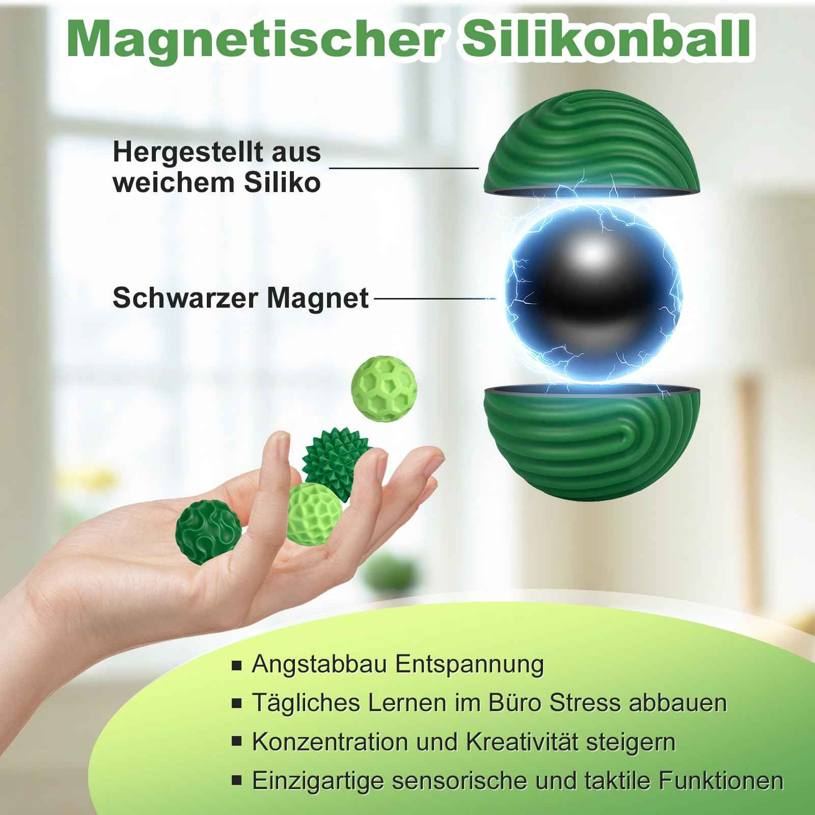 8 Stück Magnetische Fidget Toys, Silikon Magnetkugeln Anti-Stress Bälle, Sensorik Spielzeug für Erwachsene und Kinder, Sensorische Magnetische Kugeln Set, Stressabbau und Entspannung（Rosa）