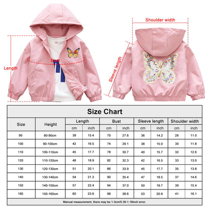 Amur Leopard Mädchen Übergangsjacke mit Kapuze Warm Windjacke Atmungsaktiv Kinder Outdoorjacke für Frühling Herbst