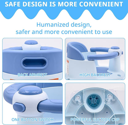 Baby Bath Seat for Babies from 6 Months, Non-Slip Baby Bath Chair, Portable Bath Seat with Suction Cups, Baby Bathtub Toddler Bath Support for Shower (Yellow)