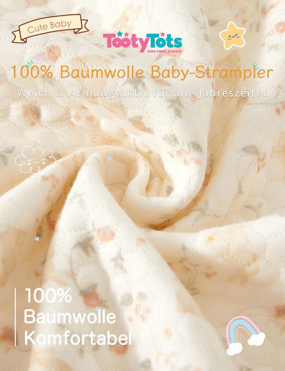 Neugeborener Unisex Strampler, Langarm-Overall, 100 % Baumwolle, weich und bequem, für Babys, Oberbekleidung und Nachtwäsche, geeignet für alle Jahreszeiten